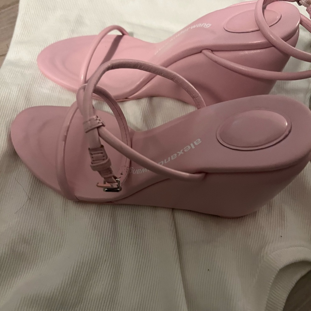 Used Alexander Wang Dahlia Leather Ankle Strap Wedge Sandals